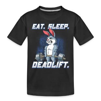 Hase Bodybuilding Fitness Gym Deadlift - Kinder Premium Bio T-Shirt - Schwarz - Vorne