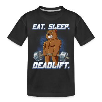 Bär Bodybuilding Fitness Gym Deadlift - Kinder Premium Bio T-Shirt - Schwarz - Vorne