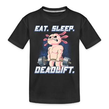 Axolotl Bodybuilding Fitness Gym Deadlift - Kinder Premium Bio T-Shirt - Schwarz - Vorne