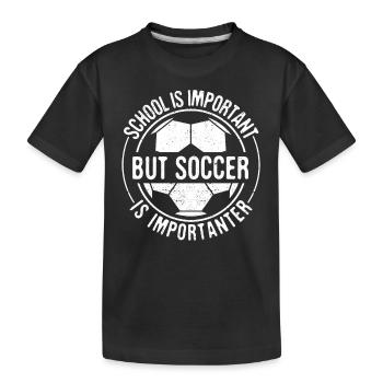 Schule ist wichtig, aber Fußball ist noch wichtige - Kinder Premium Bio T-Shirt - Schwarz - Vorne