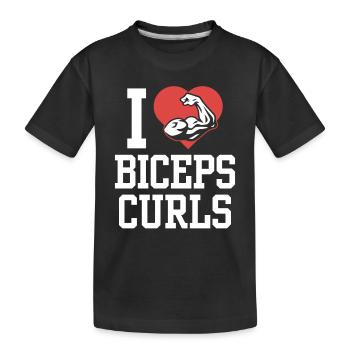 J’adore biceps boucles dictons muscles biceps - T-shirt bio Premium Enfant - noir - Devant