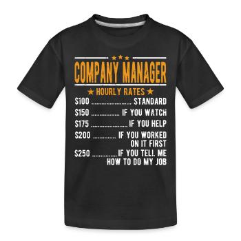 Salaire horaire du gestionnaire - T-shirt bio Premium Enfant - noir - Devant