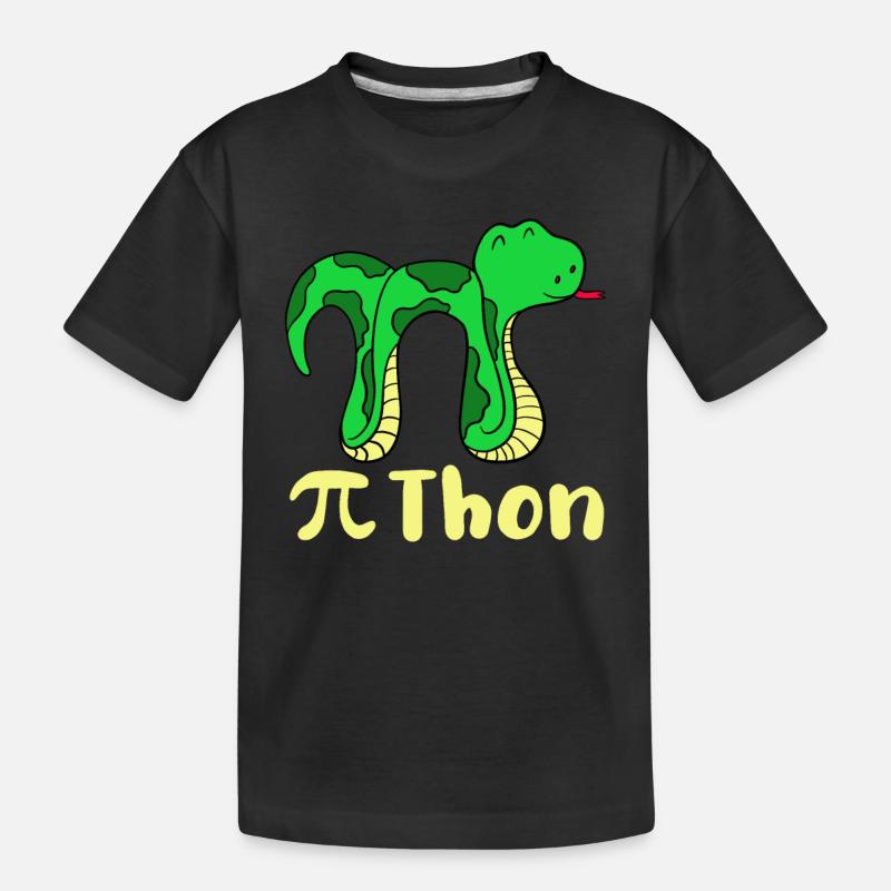Funny snake pi day math python science joke - Kids' Premium Organic T-Shirt - black