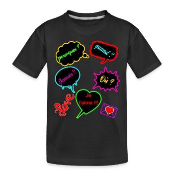 pourquoi quand ou - T-shirt bio Premium Enfant - noir - Devant
