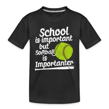 L’école est importante, mais le softball est encore plus important - T-shirt bio Premium Enfant - noir - Devant
