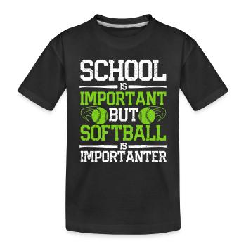 L’école est importante, mais le softball est encore plus important - T-shirt bio Premium Enfant - noir - Devant