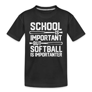 L’école est importante, mais le softball est toujours important - T-shirt bio Premium Enfant - noir - Devant