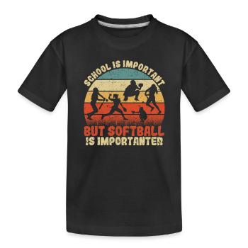 L’école de softball est importante, mais le softball l’est - T-shirt bio Premium Enfant - noir - Devant