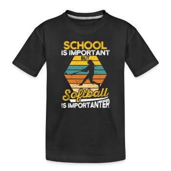 L’école est importante, mais le softball est plus important - T-shirt bio Premium Enfant - noir - Devant