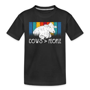 Vaches > personnes Ferme Vache laitière Animaux Vache - T-shirt bio Premium Enfant - noir - Devant