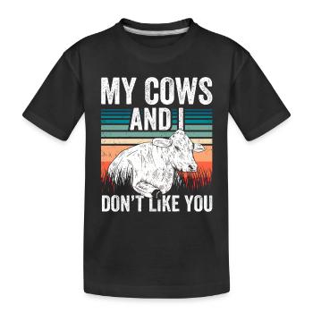 Mes vaches et je ne t’aime pas Vache Vache laitière - T-shirt bio Premium Enfant - noir - Devant