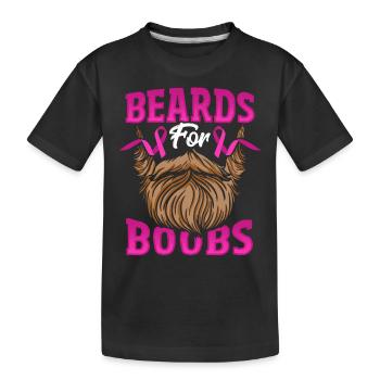 Beards For Boobs Breast Cancer Awareness Pink - Kids' Premium Organic T-Shirt - black - Front