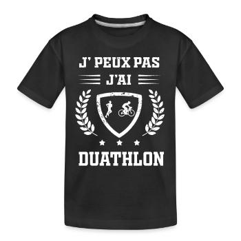 Je peux pas j'ai duathlon humour - T-shirt bio Premium Enfant - noir - Devant