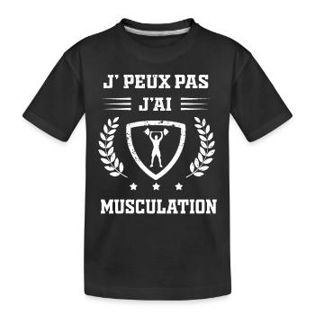 Je peux pas j'ai musculation humour - T-shirt bio Premium Enfant - noir - Devant