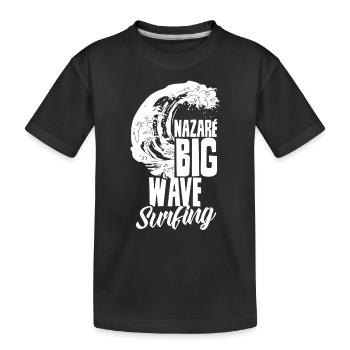 Nazaré Big Wave Surfen Surfer Surfing Wellen - Kinder Premium Bio T-Shirt - Schwarz - Vorne