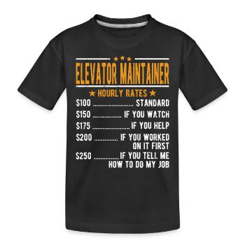 Elevator holder Hourly wage - Kids' Premium Organic T-Shirt - black - Front