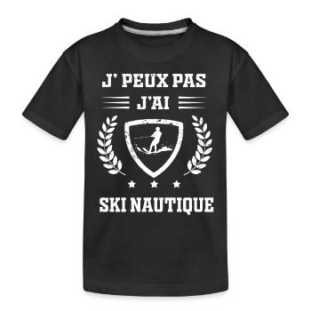 Je peux pas j'ai ski nautique humour - T-shirt bio Premium Enfant - noir - Devant