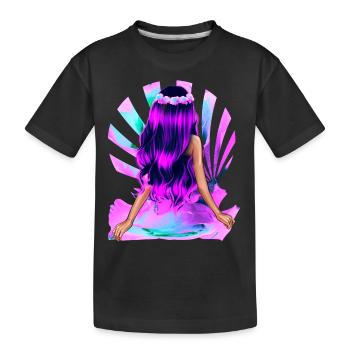 Blumenkind schwarz-pinke Haare Rose Mädchen lila - Kinder Premium Bio T-Shirt - Schwarz - Vorne