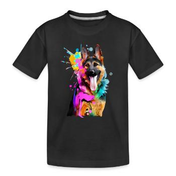 Splashes of colour German Shepherd - Kids' Premium Organic T-Shirt - black - Front
