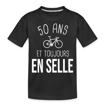 50 ans en selle cadeau drole pour cycliste vélo - T-shirt bio Premium Enfant - noir - Devant