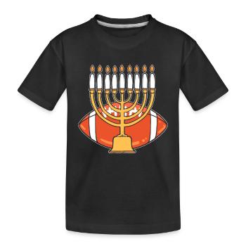 Hanukkah American Football Jewish Menorah Candles - Kids' Premium Organic T-Shirt - black - Front