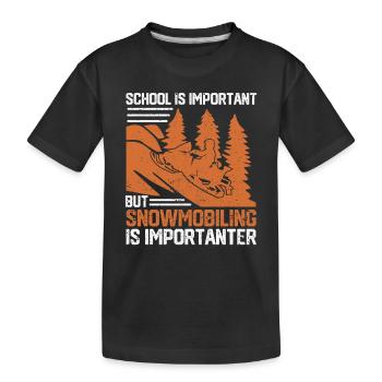 Schule ist wichtig, aber Snowmobilfahren ist - Kinder Premium Bio T-Shirt - Schwarz - Vorne