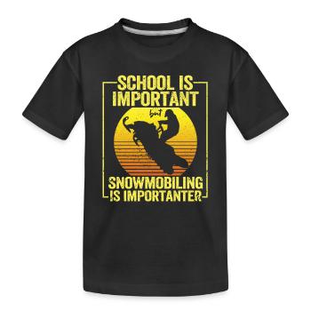 L’école est importante, mais la motoneige l’est - T-shirt bio Premium Enfant - noir - Devant