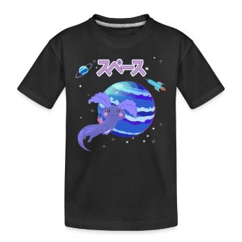 Weltall Axolotl - Kinder Premium Bio T-Shirt - Schwarz - Vorne