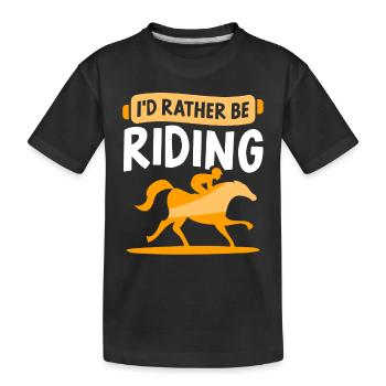 Ich Würde Lieber Reiten Pferd Reiterhof Reiter - Kinder Premium Bio T-Shirt - Schwarz - Vorne