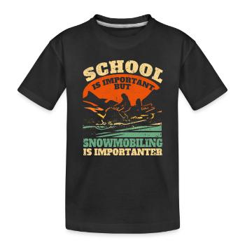 L’école est importante, mais la motoneige l’est - T-shirt bio Premium Enfant - noir - Devant