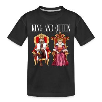 König Königin mit Krone auf dem Thron. - Kinder Premium Bio T-Shirt - Schwarz - Vorne