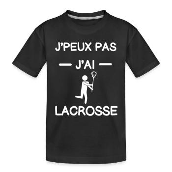 Je peux pas j'ai lacrosse cadeau hockeyeur - T-shirt bio Premium Enfant - noir - Devant