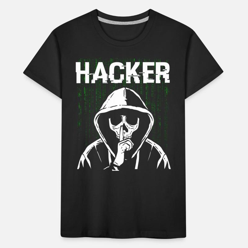 Hacker Skull Hacking Programming Dark Net Kinder Premium Bio T-Shirt
