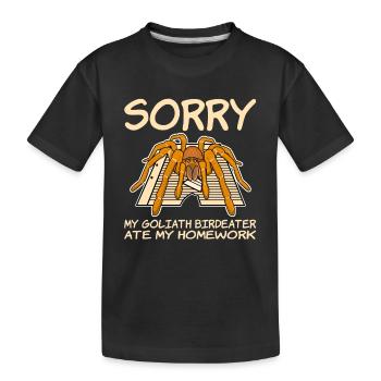 Meine Vogelspinne hat meine Hausaufgaben gefressen - Kinder Premium Bio T-Shirt - Schwarz - Vorne