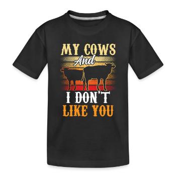 Mes vaches et je ne t’aime pas Vache Vache laitière - T-shirt bio Premium Enfant - noir - Devant