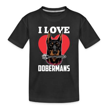 J’aime les dobermans chiens doberman doberman - T-shirt bio Premium Enfant - noir - Devant