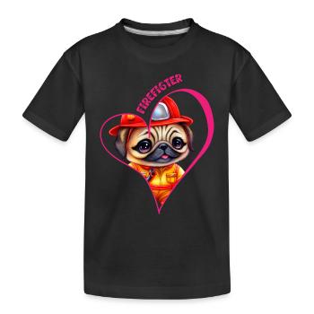 Pompier, carlin d’amour - T-shirt bio Premium Enfant - noir - Devant