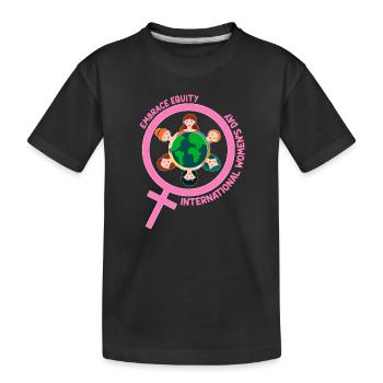 Happy International Women's Day Embrace Equity - Kids' Premium Organic T-Shirt - black - Front