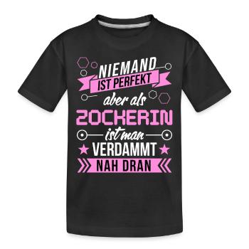 Niemand ist perfekt als Zocker aber nah dran funny - Kinder Premium Bio T-Shirt - Schwarz - Vorne