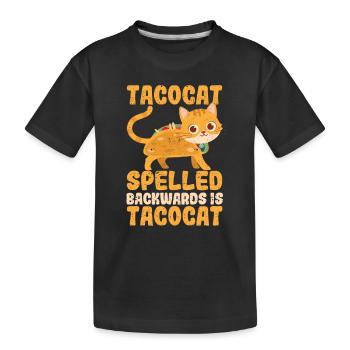 Lustig Interessant Niedlich Tacocat rückwärts - Kinder Premium Bio T-Shirt - Schwarz - Vorne