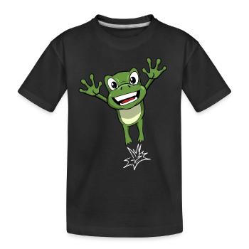 Springender Frosch - Kinder Premium Bio T-Shirt - Schwarz - Vorne