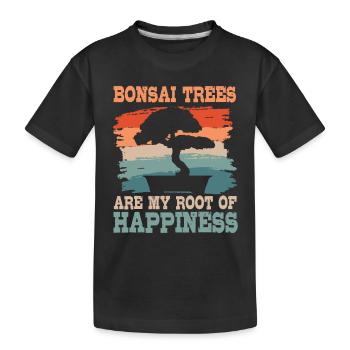 Bonsai Baum Wurzel Des Glücks - Kinder Premium Bio T-Shirt - Schwarz - Vorne