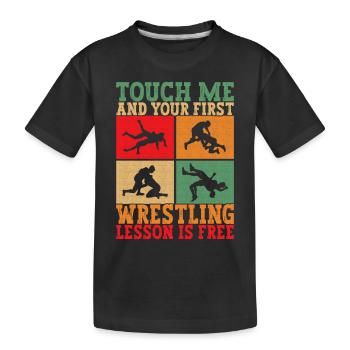 Wrestling Ringen Ringer - Kinder Premium Bio T-Shirt - Schwarz - Vorne