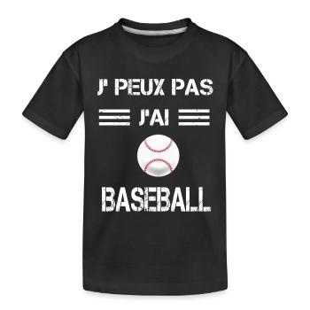 Je peux pas j'ai baseball balle - T-shirt bio Premium Enfant - noir - Devant