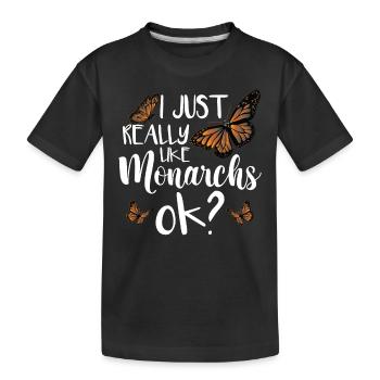 J’aime vraiment les monarques - T-shirt bio Premium Enfant - noir - Devant
