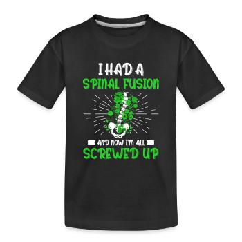 Genesung nach einer Rückenoperation Skoliose-Bewus - Kinder Premium Bio T-Shirt - Schwarz - Vorne