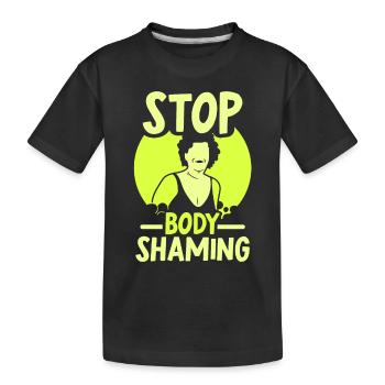 No more bodyshaming Annoying bodyshaming - Kids' Premium Organic T-Shirt - black - Front