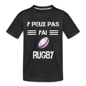 Je peux pas j'ai rugby ballon - T-shirt bio Premium Enfant - noir - Devant