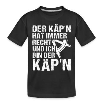 Befehl Steuerbord Meer Maritim Schiffskapitän Kapi - Kinder Premium Bio T-Shirt - Schwarz - Vorne