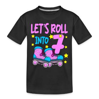 Rollschuh Geburtstag 7. Geburtstag Rollschuhlaufen - Kinder Premium Bio T-Shirt - Schwarz - Vorne